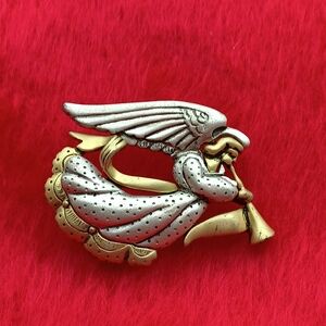 Danecraft Silver and Gold Angel Brooch Christmas